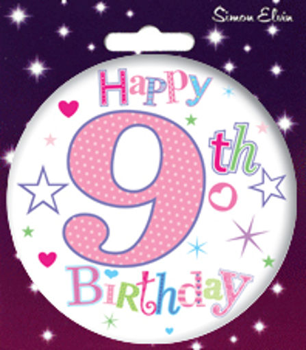 Picture of HAPPY BIRTHDAY 9TH BADGE PINK